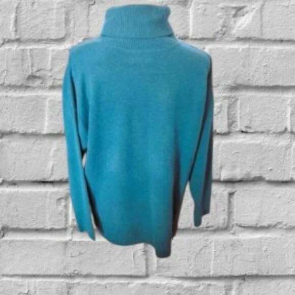 Calvin Klein XL Long Sleeve Turtleneck Teal Blue Pullover Sweater - Picture 4 of 5
